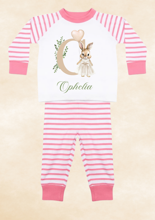 Pink & white initial pyjamas