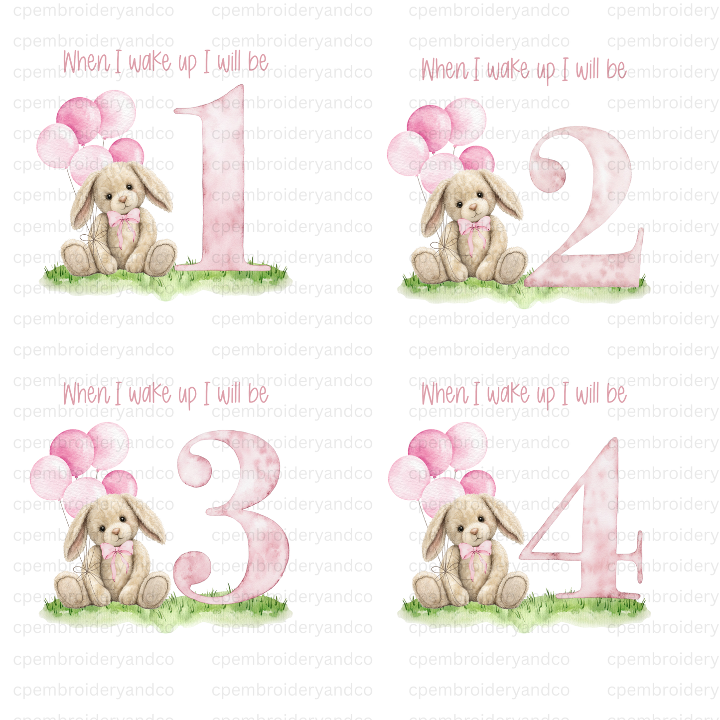 Pink & white when I Wake up Bunny pyjamas