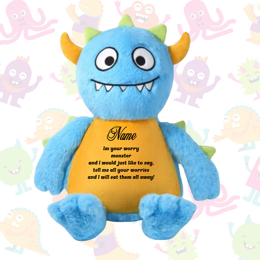 Personalised Pink/Blue Worry Monster