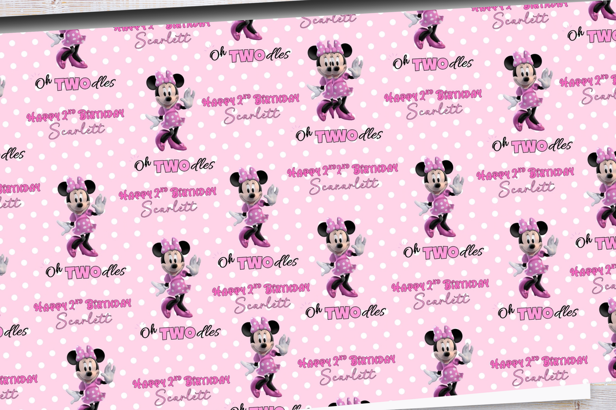 Personalised Pink Mouse 2nd Birthday Wrapping Paper – Oh TWOdles