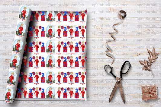 Personalised Superhero Birthday Wrapping Paper – Spidey Boy Design