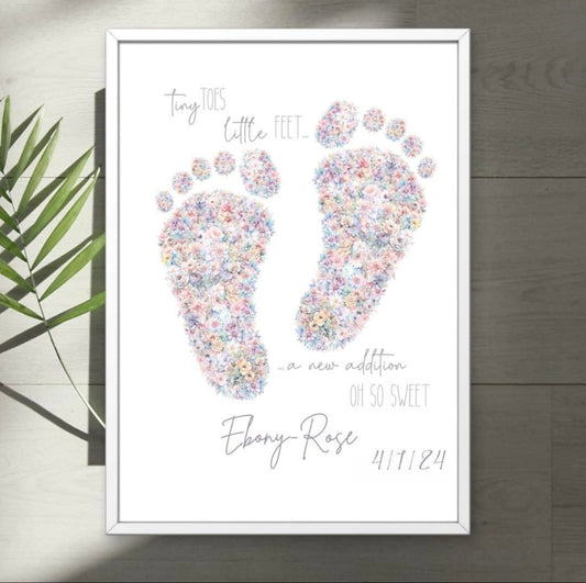 A4 personalised Baby footprints