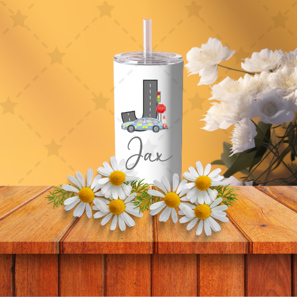 Personalised Pink or Blue Alphabet Bear 12oz tumbler, hot