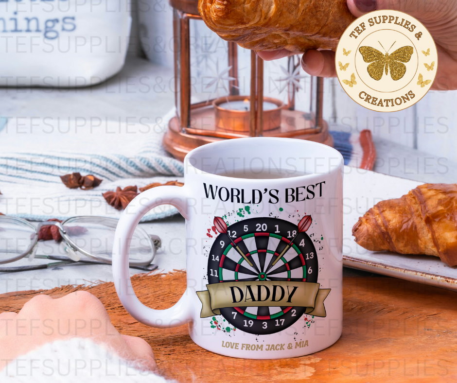 Fathers Day Dart design Gift Bundle, Card, Cup & Coaster