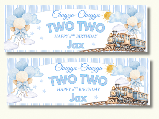 2 x Personalised Chugga Chugga Two Two Birthday Banners