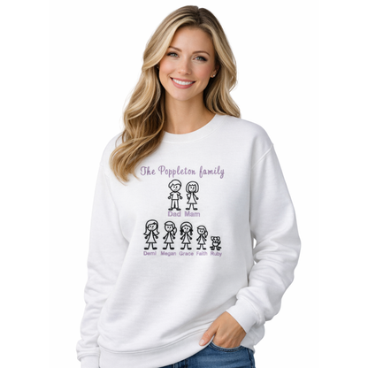 Stick Family Embroidered  Sweatshirt