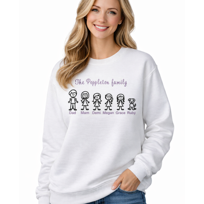 Stick Family Embroidered  Sweatshirt