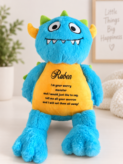 Personalised Worry Monster Soft Toy for Kids – Anxiety & Comfort Plush