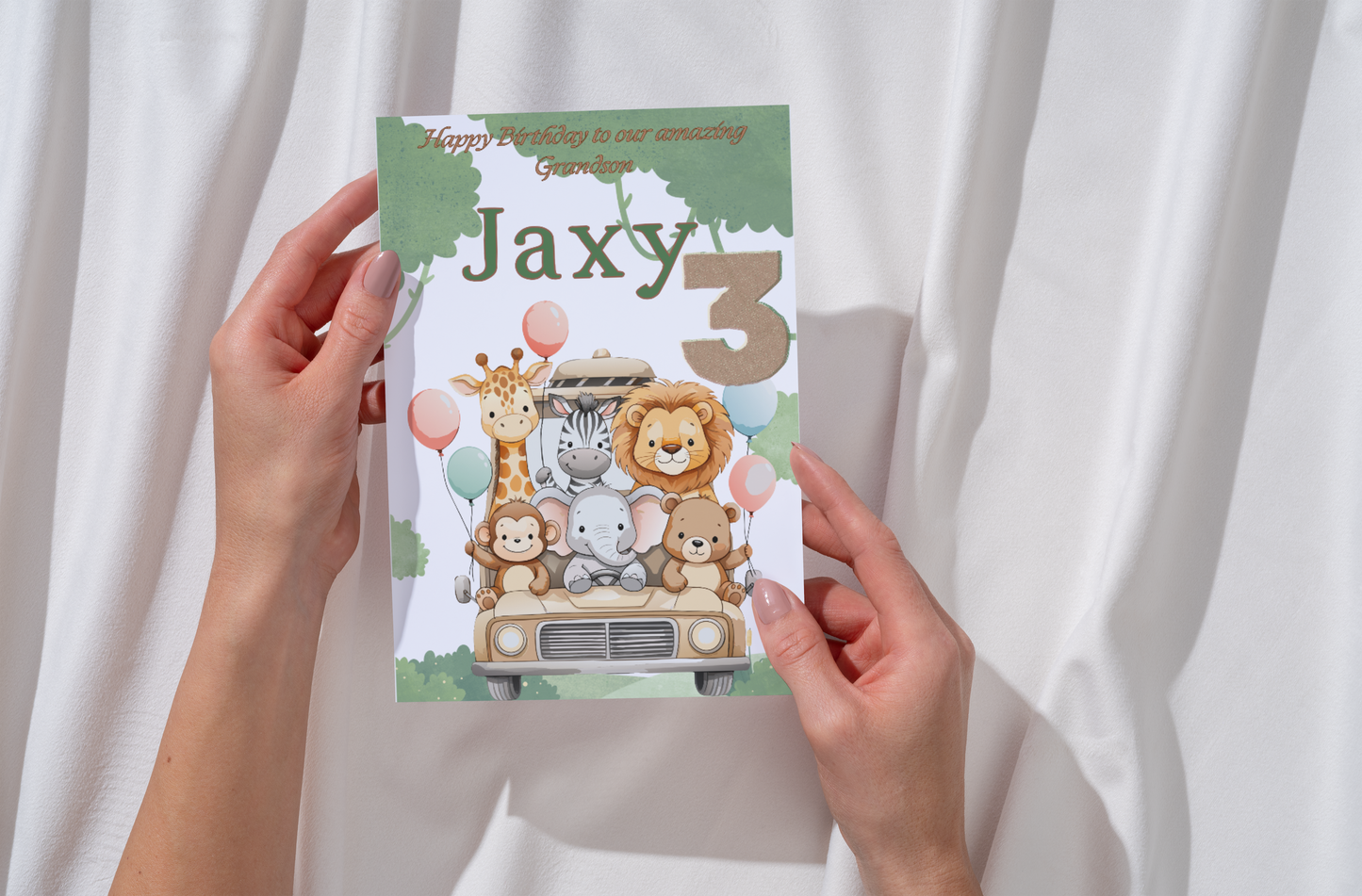Personalised Safari Animal Birthday Card