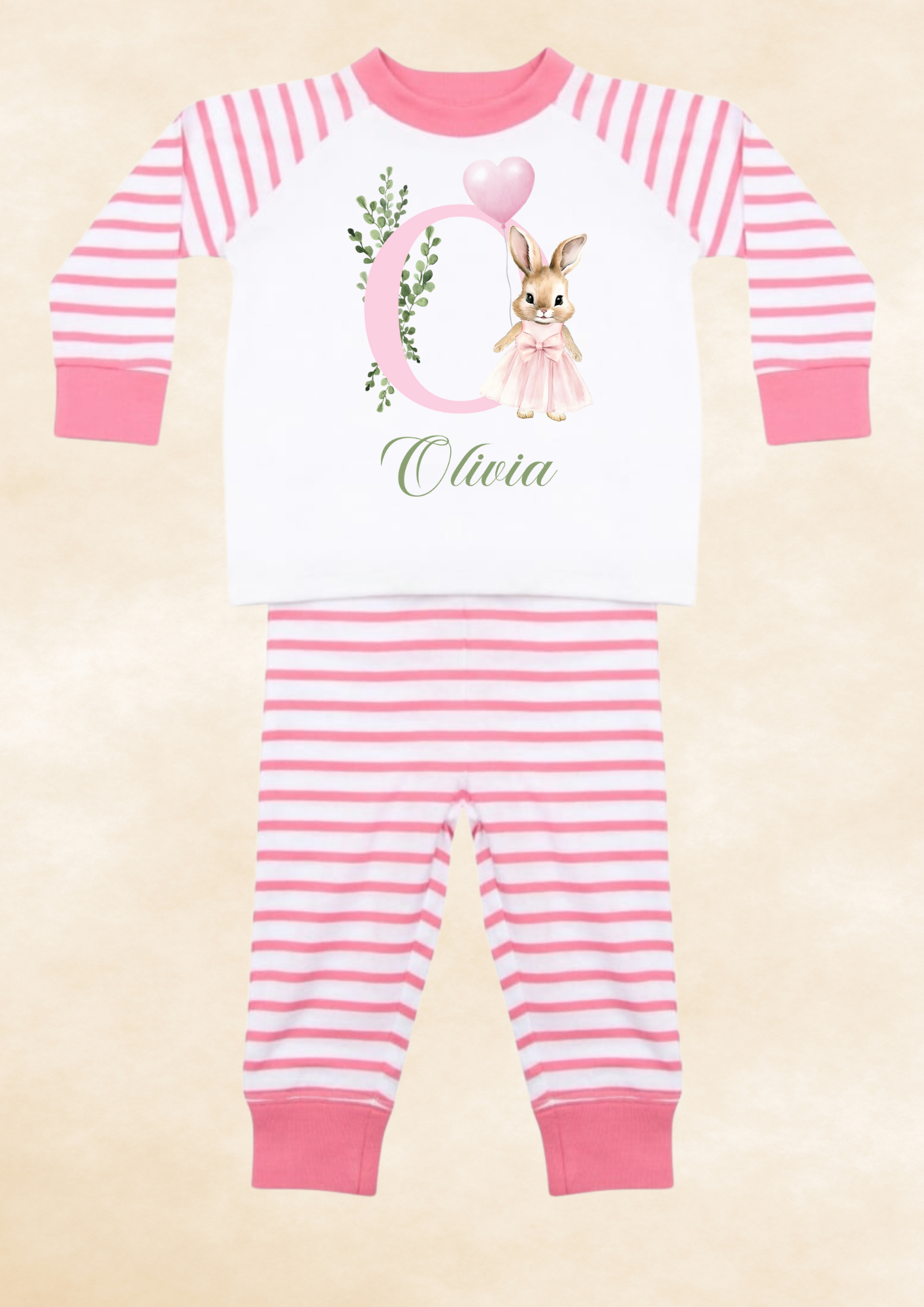 Pink & white initial pyjamas