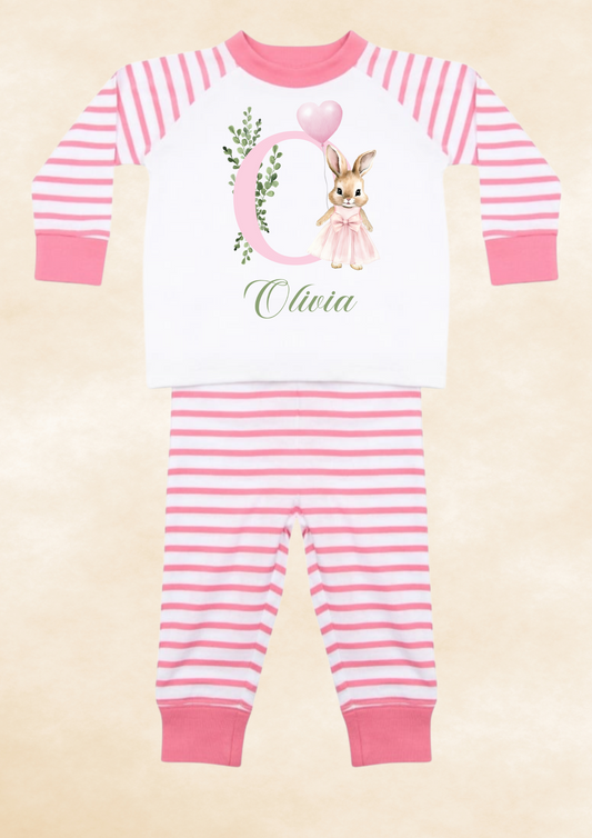 Pink & white initial pyjamas