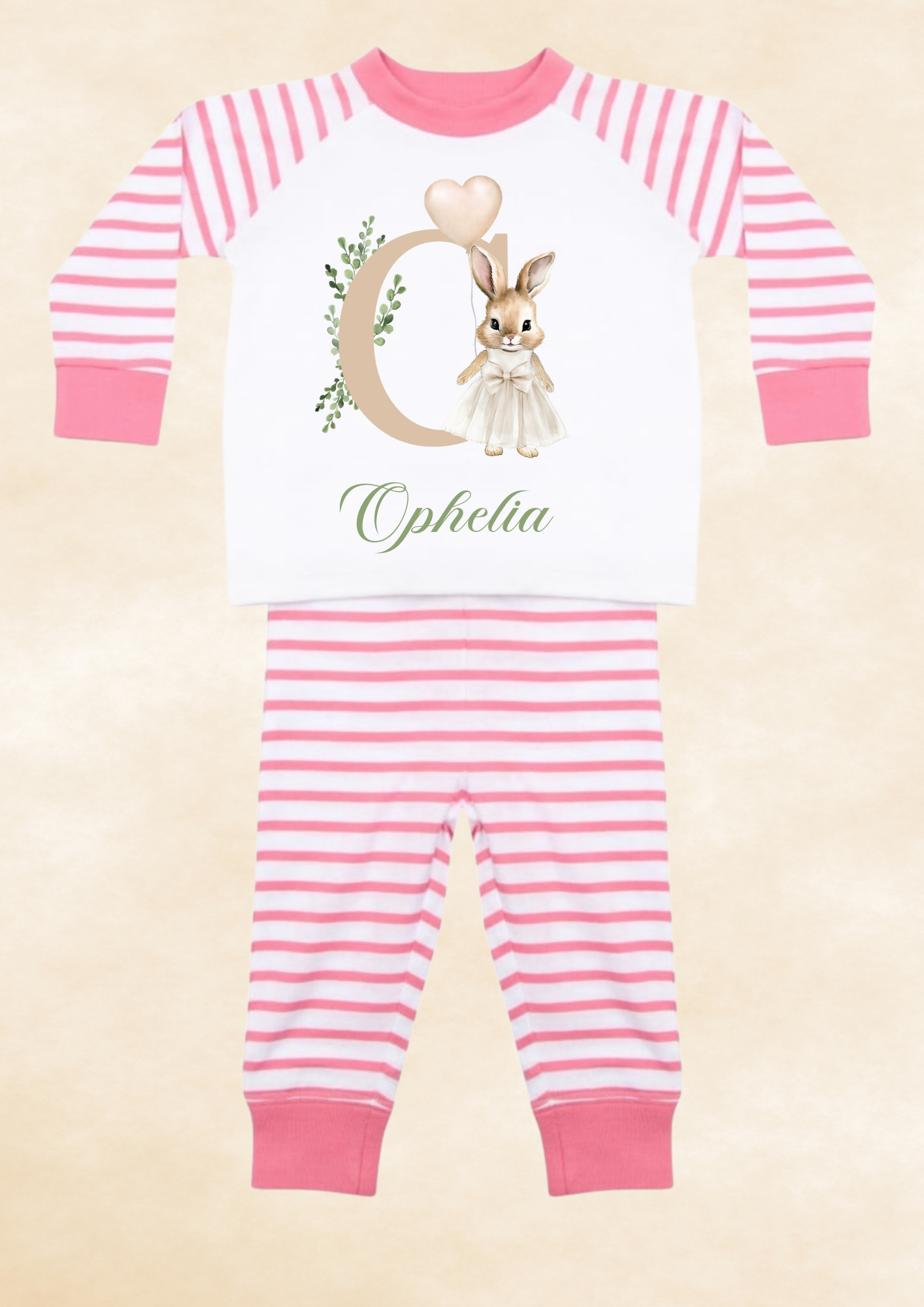 Pink & white initial pyjamas