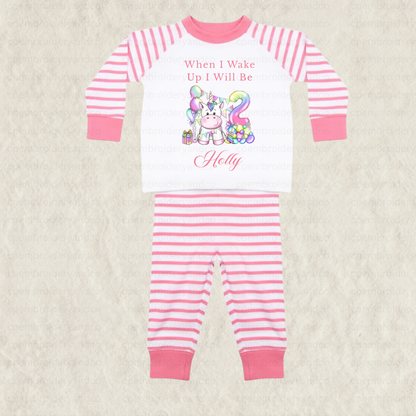 When I wake up Unicorn Print pyjamas Age 2, 3 and 4 Years