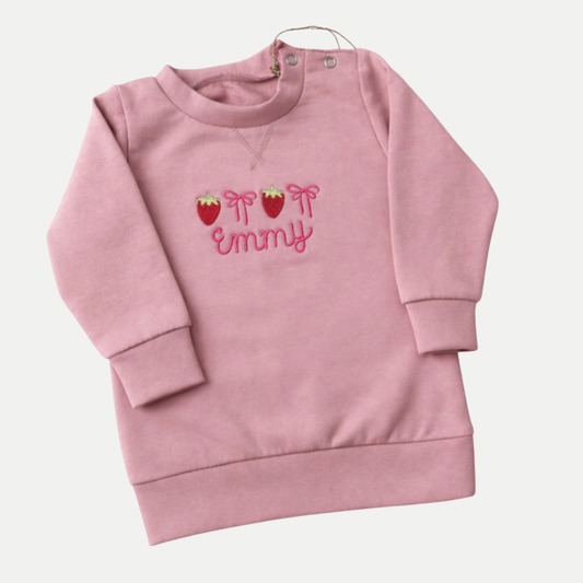 Custom name Strawberry Embroidered sweatshirt