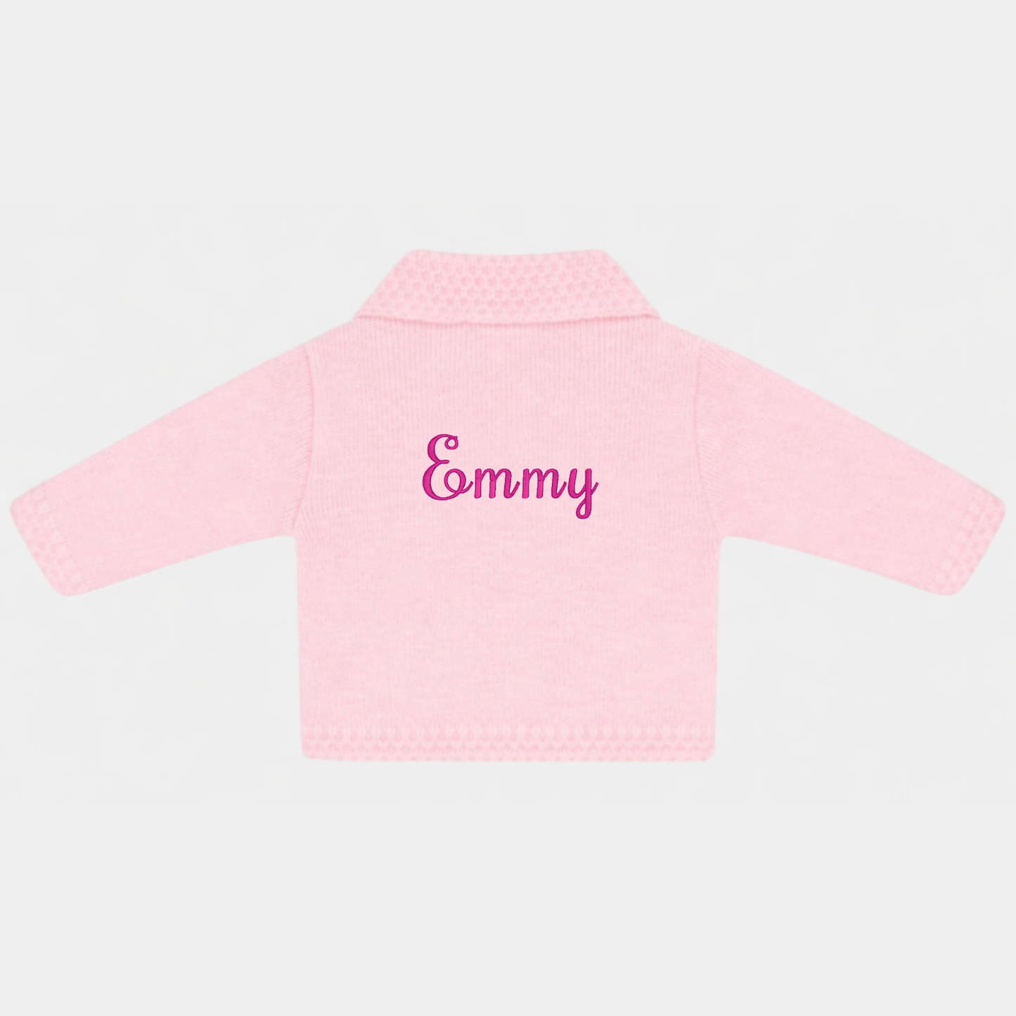 Custom name Knitted baby cardigan Pink/Blue with collar bunny star