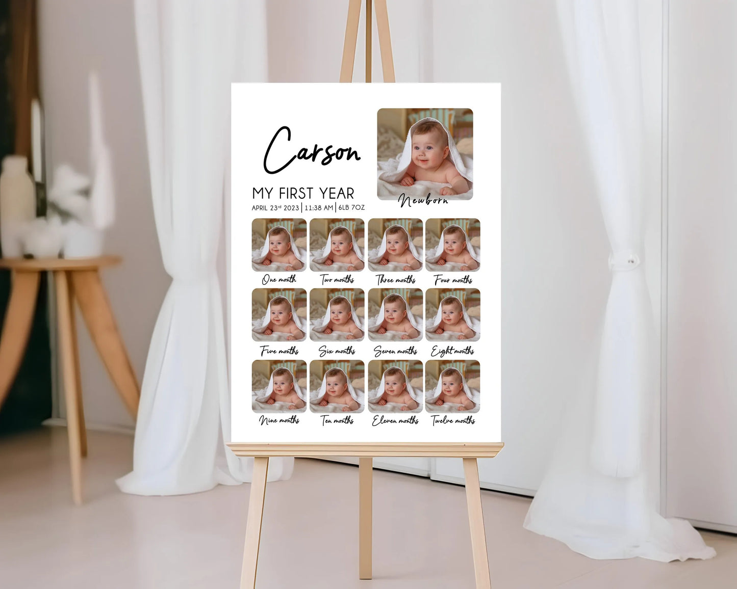 Personalised First Year Upload Your Own Photo Birthday Board – Portrait A2 600 X 400