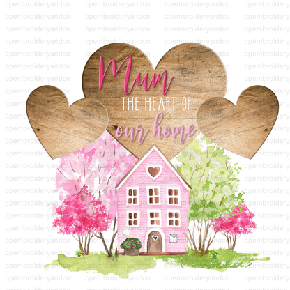 Personalised Mum greeting card featuring Heart of Our Home design. Add up to 8 names on hearts to create a special Mother’s Day or birthday card.