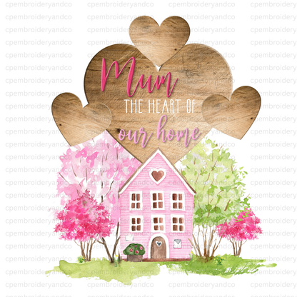 Personalised Mum greeting card featuring Heart of Our Home design. Add up to 8 names on hearts to create a special Mother’s Day or birthday card.