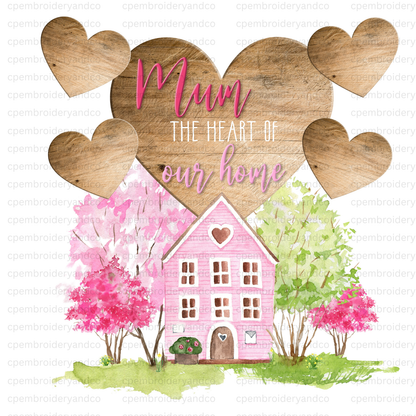 Personalised Mum greeting card featuring Heart of Our Home design. Add up to 8 names on hearts to create a special Mother’s Day or birthday card.