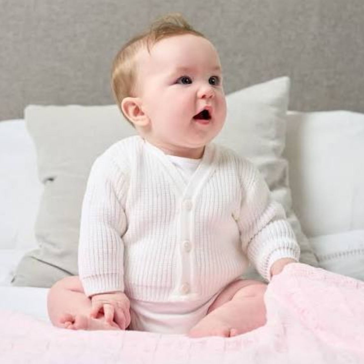 Personalised Baby Cardigan | Embroidered Knitted Ribbed Cardigan