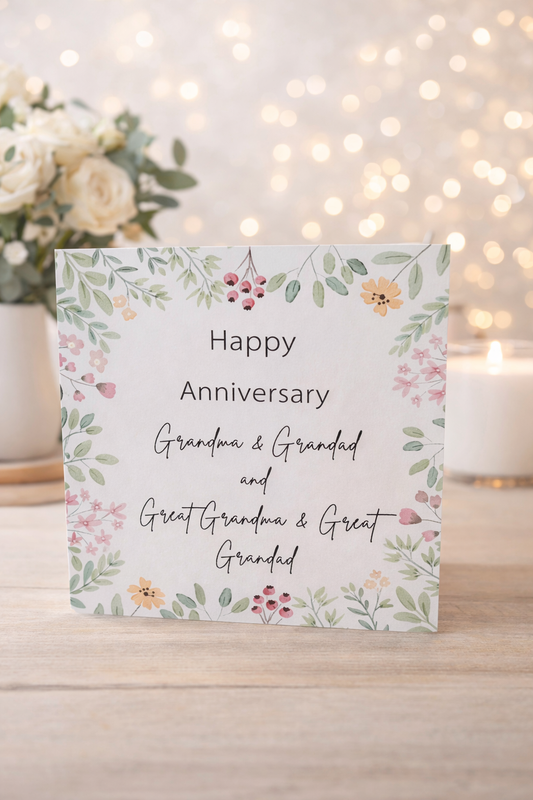 Personalised Family Anniversary Card – Floral 6x6 Keepsake Card