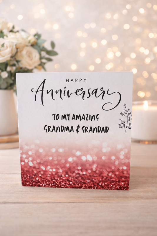 Family Anniversary Card – Personalised 6x6 Sparkle Design