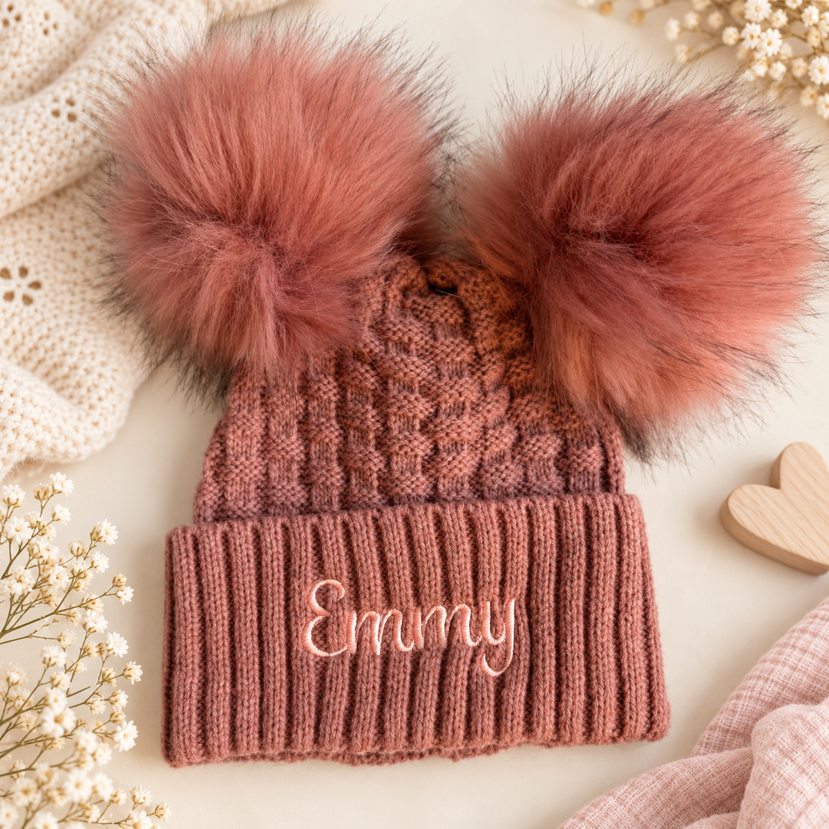 Personalised Children's Double Pom Pom Winter Hat