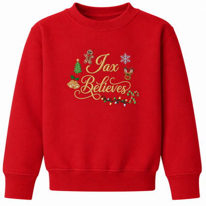 Personalised Kids Christmas Sweatshirt | Believe Embroidered Jumper