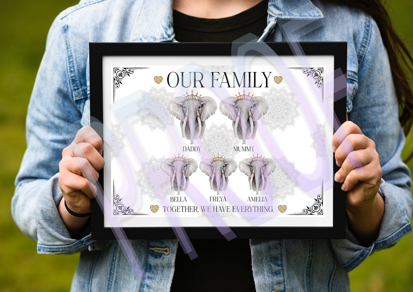 Personalised Family elephant prints