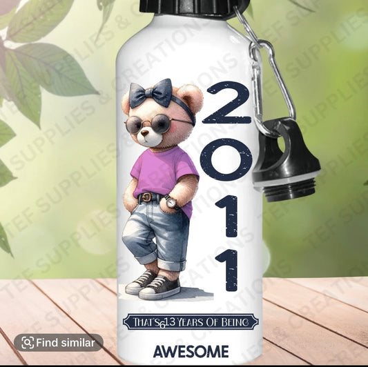 Personalised Year bear 600ml sports bottle