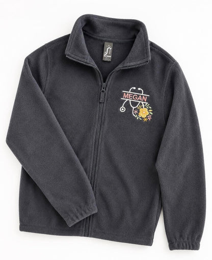 Personalised Embroidered Stethoscope Fleece Jacket | Nurse, Midwife & Student Midwife