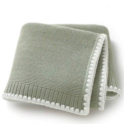 Personalised Knitted Baby Blanket with Embroidered Name