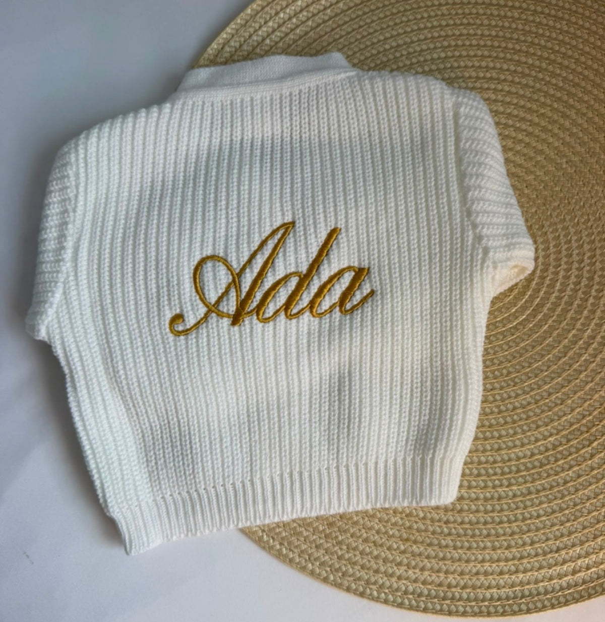 Personalised Baby Cardigan | Embroidered Knitted Ribbed Cardigan