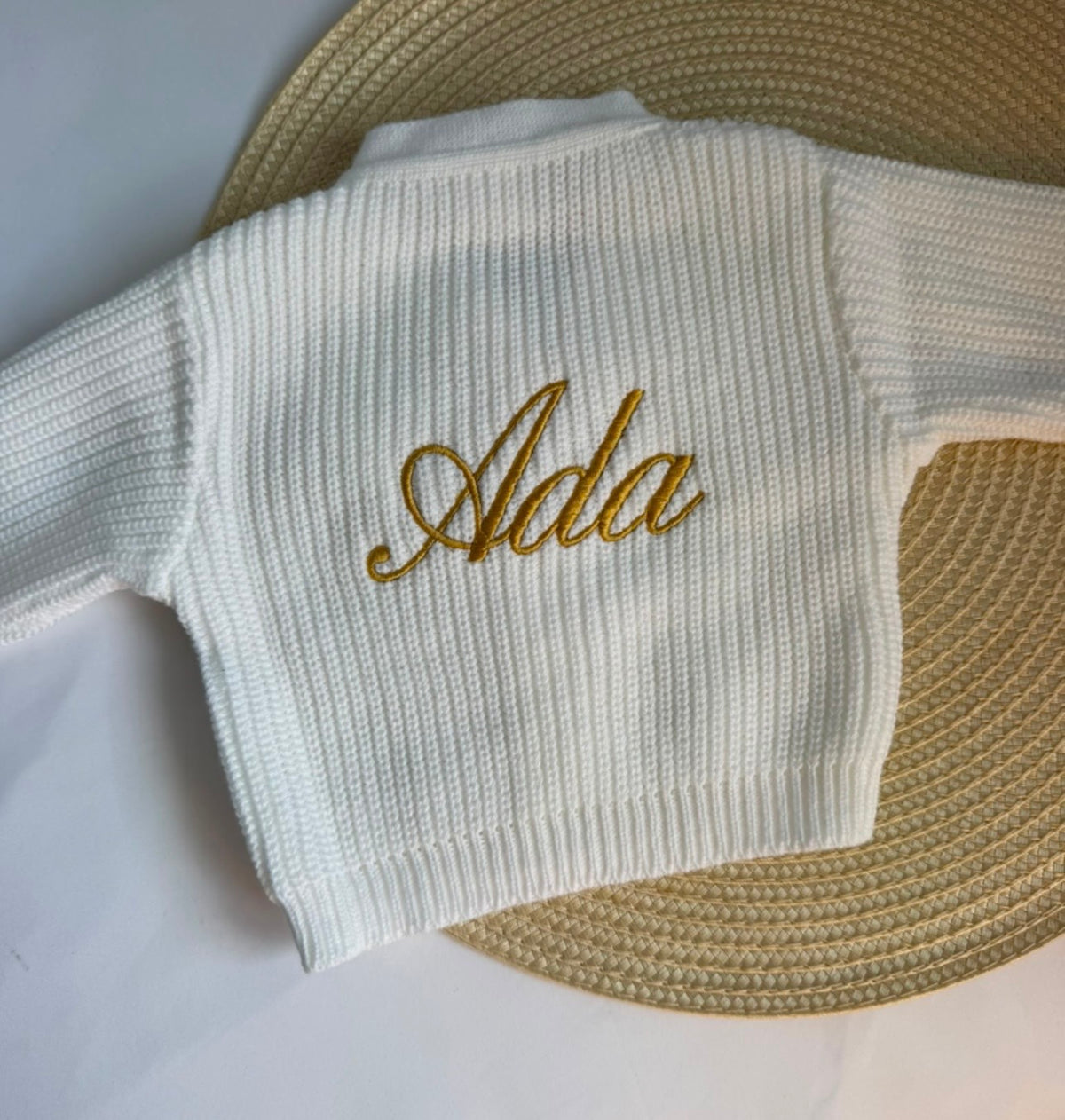 Personalised Baby Cardigan | Embroidered Knitted Ribbed Cardigan