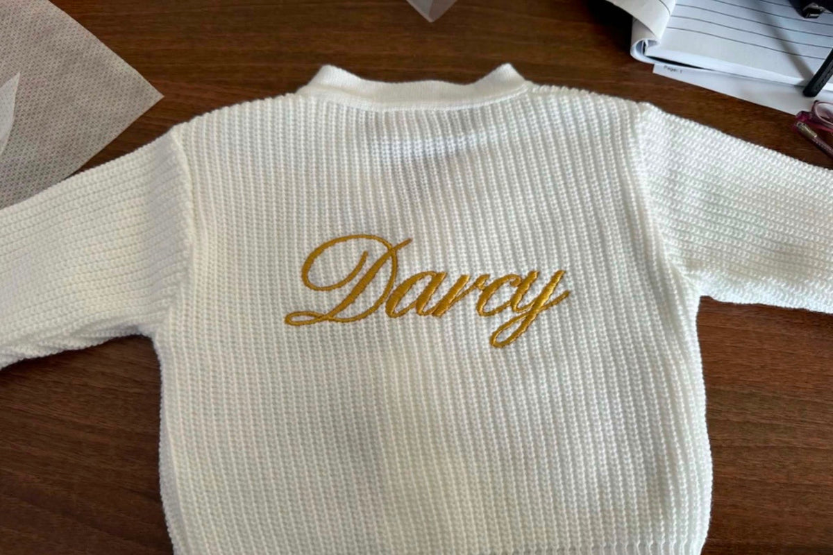 Personalised Baby Cardigan | Embroidered Knitted Ribbed Cardigan