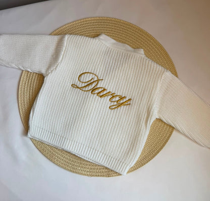 Personalised Baby Cardigan | Embroidered Knitted Ribbed Cardigan