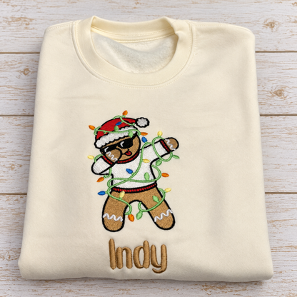 Personalised Kids Christmas Sweatshirt | Gingerbread man Embroidered Jumper