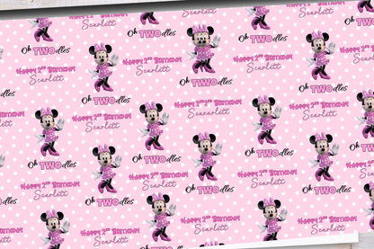 Personalised Pink Mouse 2nd Birthday Wrapping Paper – Oh TWOdles