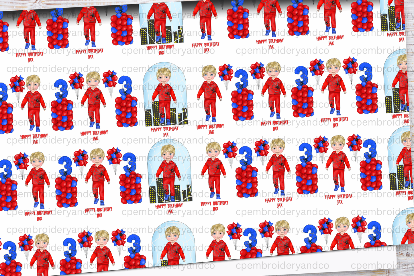 Personalised Superhero Birthday Wrapping Paper – Spidey Boy Design
