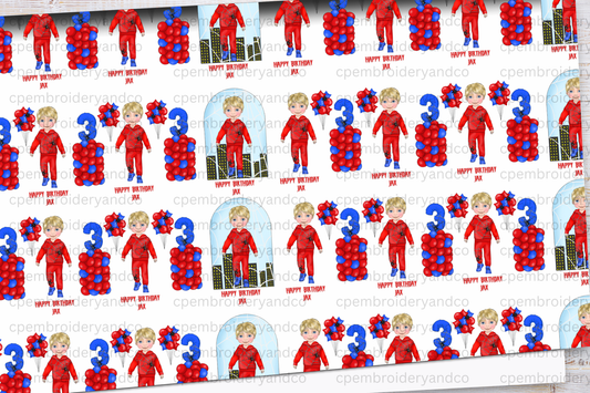 Personalised Superhero Birthday Wrapping Paper – Spidey Boy Design