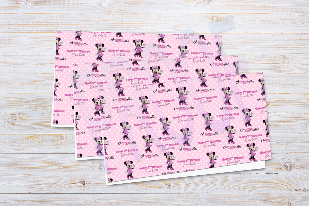 Personalised Pink Mouse 2nd Birthday Wrapping Paper – Oh TWOdles
