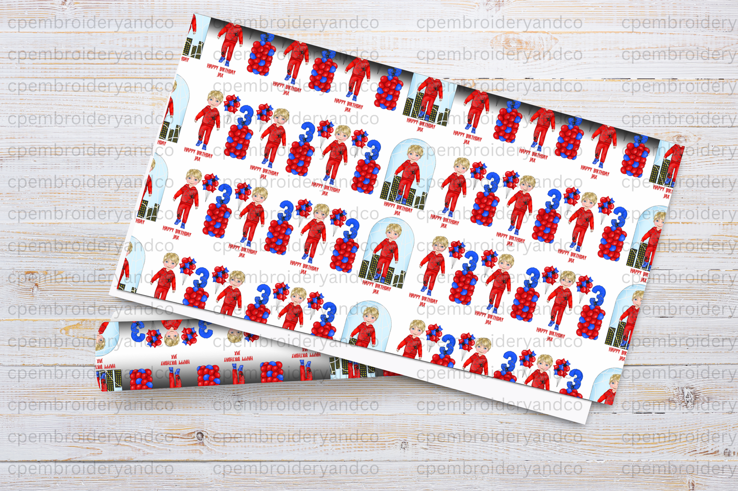 Personalised Superhero Birthday Wrapping Paper – Spidey Boy Design