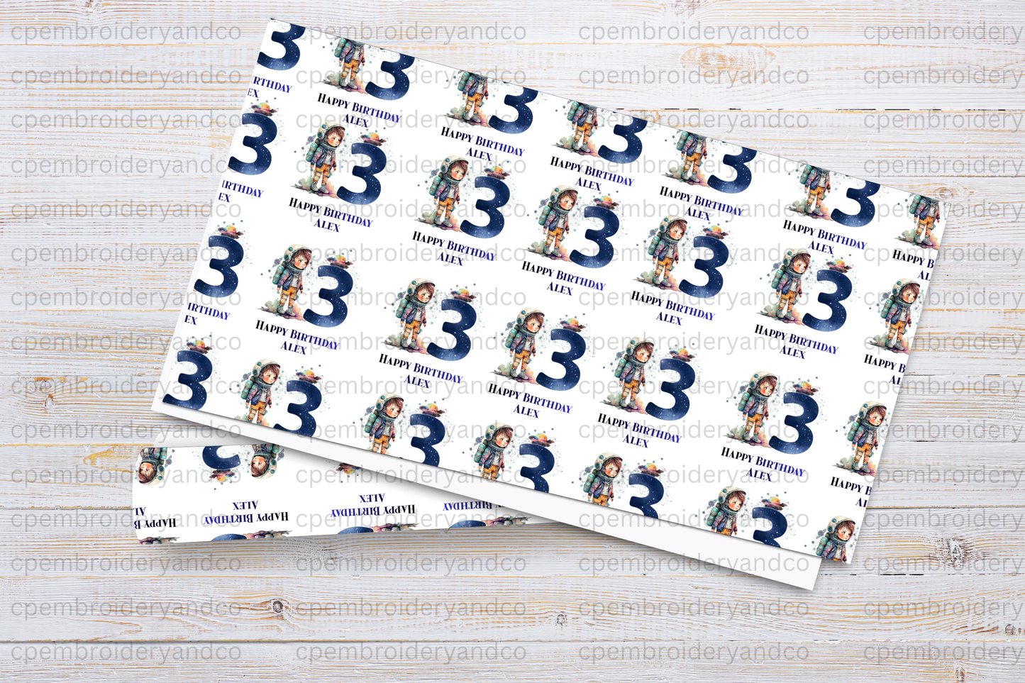 Personalised Space theme  Birthday Wrapping Paper Ages 1-13