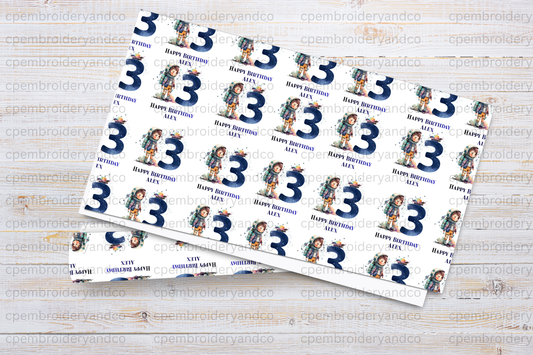 Personalised Space theme  Birthday Wrapping Paper Ages 1-13