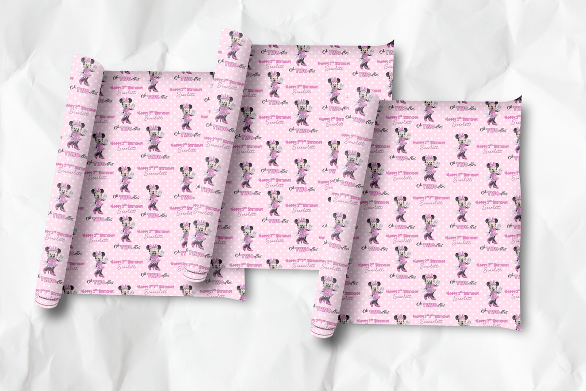 Personalised Pink Mouse 2nd Birthday Wrapping Paper – Oh TWOdles