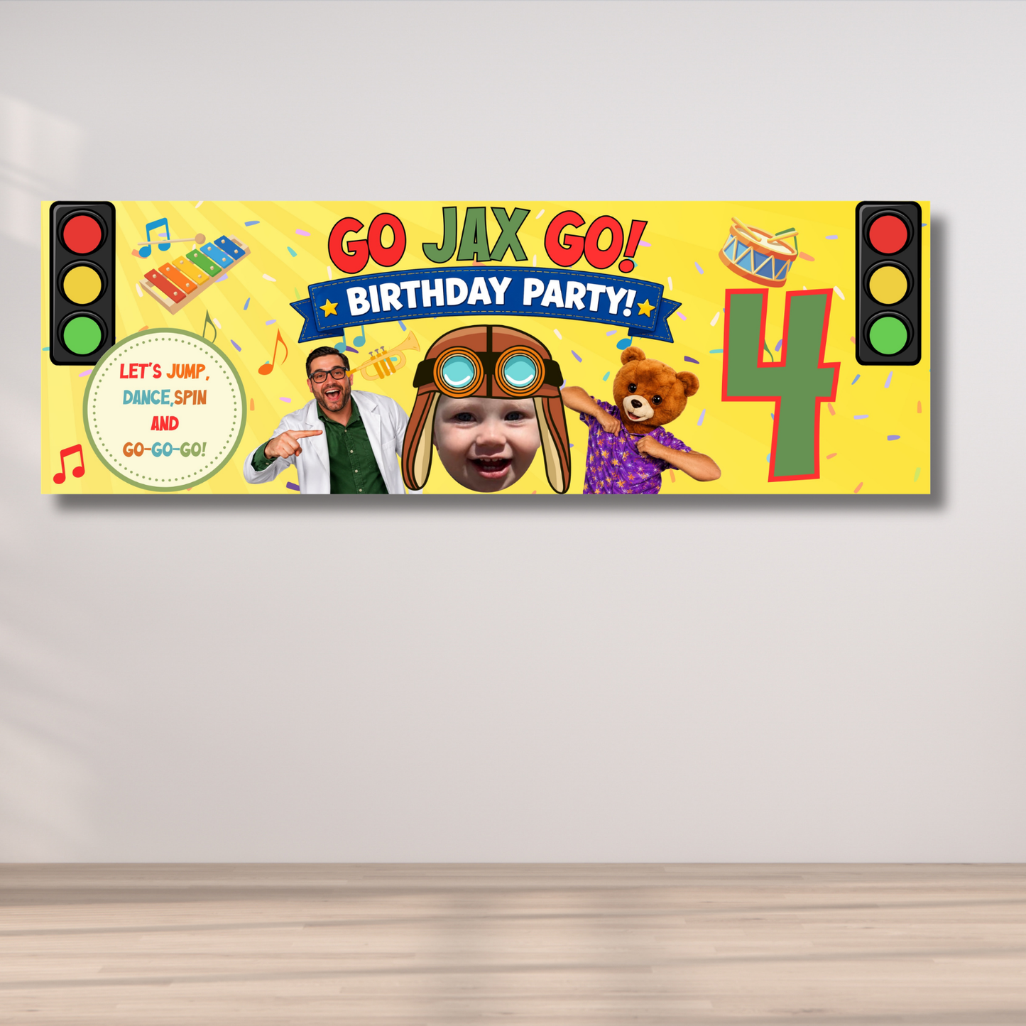 2 x Personalised Go Danny Go! birthday Banners