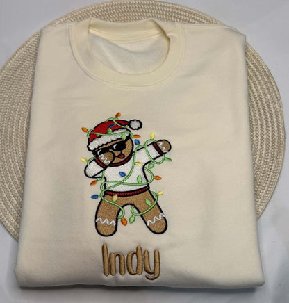 Personalised Kids Christmas Sweatshirt | Gingerbread man Embroidered Jumper