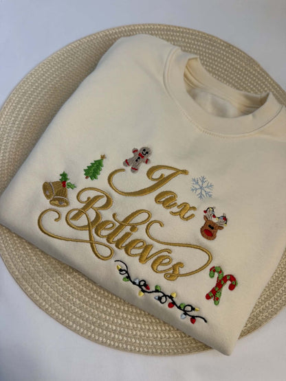 Personalised Kids Christmas Sweatshirt | Believe Embroidered Jumper