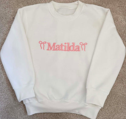 Personalised Bow Embroidered Sweatshirt
