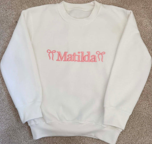 Personalised Bow Embroidered Sweatshirt